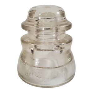 🟢 Vintage Whitall Tatum No. 1 Clear Glass Insulator Industrial Americana C